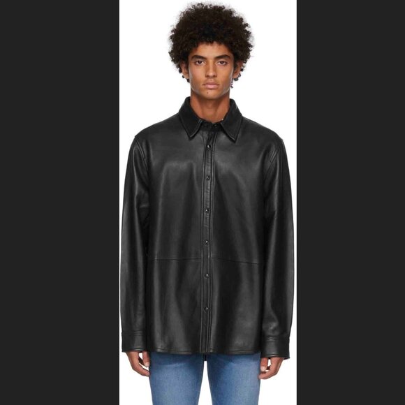 Nudie Jeans, Black Leather Hugo Shirt, Small, EUC - Picture 1 of 7